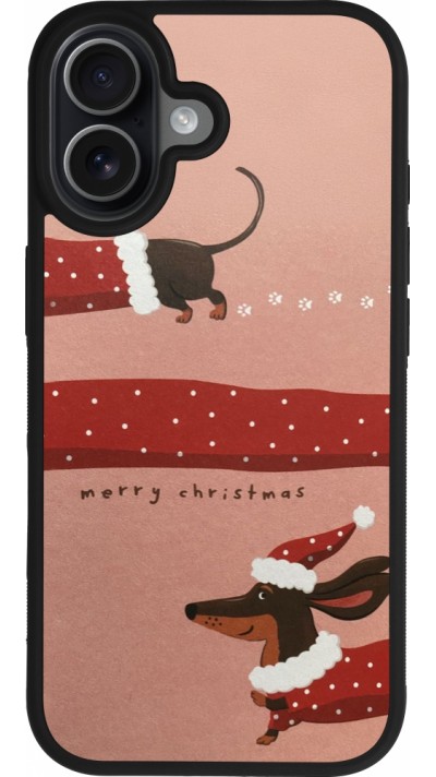 Coque iPhone 17 - Silicone rigide noir Christmas 25 Teckel Merry Xmas
