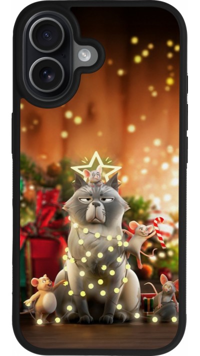 iPhone 17 Case Hülle - Silikon schwarz Christmas 25 Xmas Cat