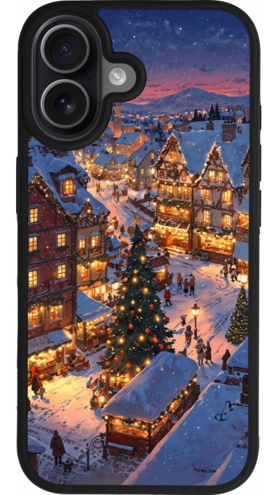 Coque iPhone 17 - Silicone rigide noir Christmas 25 Xmas Village