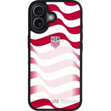 Coque iPhone 17 - Silicone rigide noir Maillot de football États-Unis 2026 personnalisable