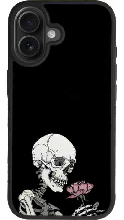 Coque iPhone 17 - Silicone rigide noir Halloween 2023 rose and skeleton Coque iPhone 17 - Silicone rigide noir Halloween 2023 rose and skeleton