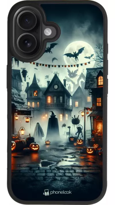 Coque iPhone 17 - Silicone rigide noir Halloween Spookville Coque iPhone 17 - Silicone rigide noir Halloween Spookville