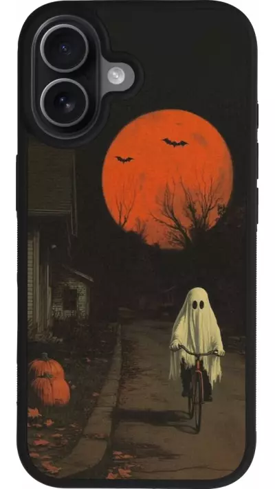 Coque iPhone 17 - Silicone rigide noir Halloween 2025 Ghost on a bicycle Coque iPhone 17 - Silicone rigide noir Halloween 2025 Ghost on a bicycle