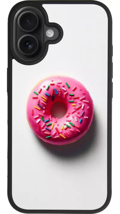 Coque iPhone 17 - Silicone rigide noir Weißer Hintergrund, pinker Donut Coque iPhone 17 - Silicone rigide noir Weißer Hintergrund, pinker Donut