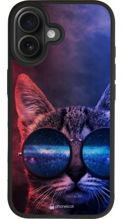 Coque iPhone 17 - Silicone rigide noir Red Blue Cat Glasses Coque iPhone 17 - Silicone rigide noir Red Blue Cat Glasses