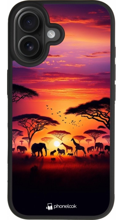 Coque iPhone 17 - Silicone rigide noir Safari sunset wildlife Coque iPhone 17 - Silicone rigide noir Safari sunset wildlife