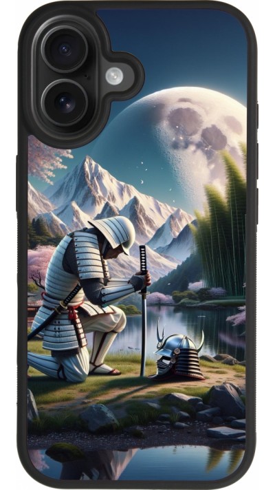 Coque iPhone 17 - Silicone rigide noir Samurai Katana Lune Coque iPhone 17 - Silicone rigide noir Samurai Katana Lune
