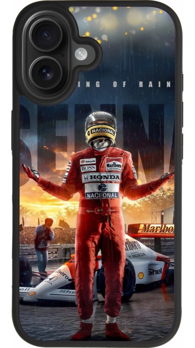 Coque iPhone 17 - Silicone rigide noir Senna The King of Rain Coque iPhone 17 - Silicone rigide noir Senna The King of Rain