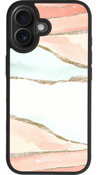 Coque iPhone 17 - Silicone rigide noir Shimmering Orange Coque iPhone 17 - Silicone rigide noir Shimmering Orange