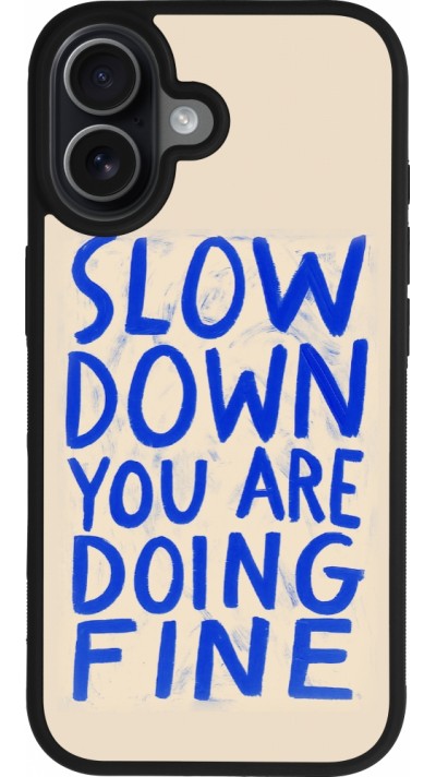 Coque iPhone 17 - Silicone rigide noir Slow down 2026