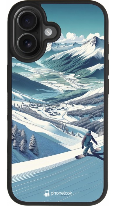 Coque iPhone 17 - Silicone rigide noir Snowboarder Montagne Coque iPhone 17 - Silicone rigide noir Snowboarder Montagne