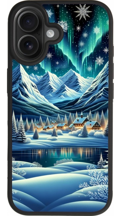Coque iPhone 17 - Silicone rigide noir Snowy Mountain Village Lake night Coque iPhone 17 - Silicone rigide noir Snowy Mountain Village Lake night