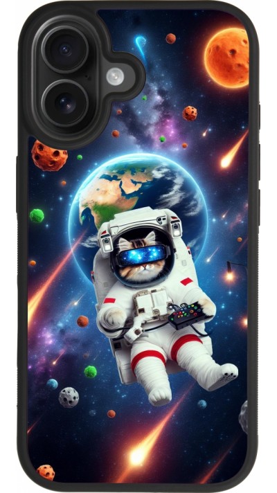 Coque iPhone 17 - Silicone rigide noir VR SpaceCat Odyssey