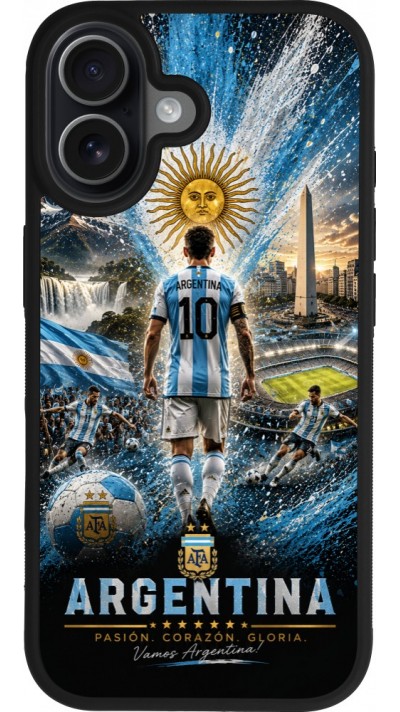 iPhone 17 Case Hülle - Silikon schwarz Fussball Argentinien splash 2026