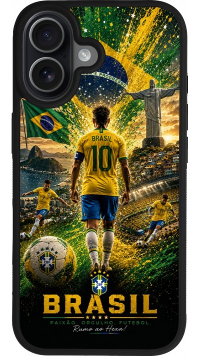 iPhone 17 Case Hülle - Silikon schwarz Fussball Brasilien splash 2026