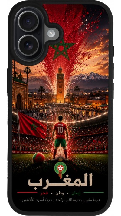 iPhone 17 Case Hülle - Silikon schwarz Fussball Marokko splash 2026