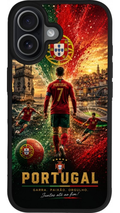 iPhone 17 Case Hülle - Silikon schwarz Fussball Portugal splash 2026
