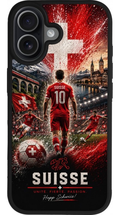 iPhone 17 Case Hülle - Silikon schwarz Fussball Suisse splash 2026
