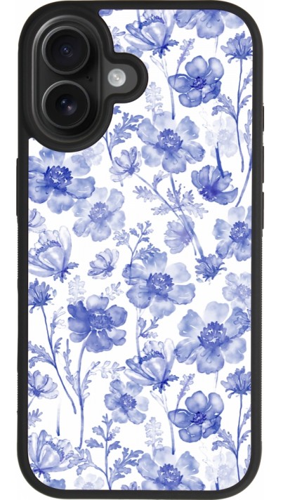 Coque iPhone 17 - Silicone rigide noir Spring 23 watercolor blue flowers Coque iPhone 17 - Silicone rigide noir Spring 23 watercolor blue flowers