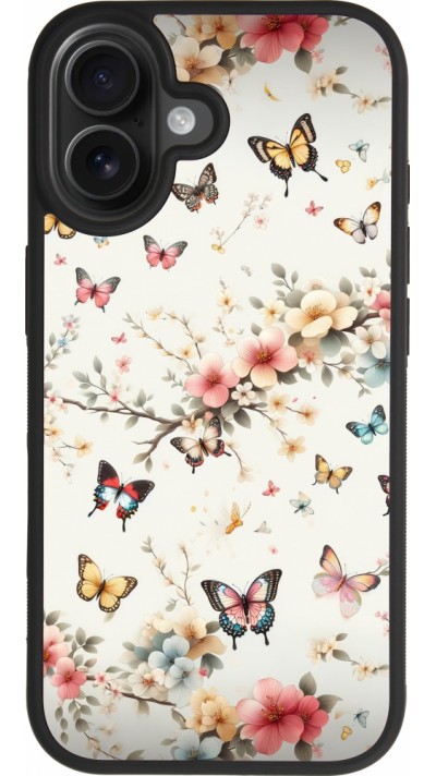 Coque iPhone 17 - Silicone rigide noir Spring 25 Papillons Légers Coque iPhone 17 - Silicone rigide noir Spring 25 Papillons Légers