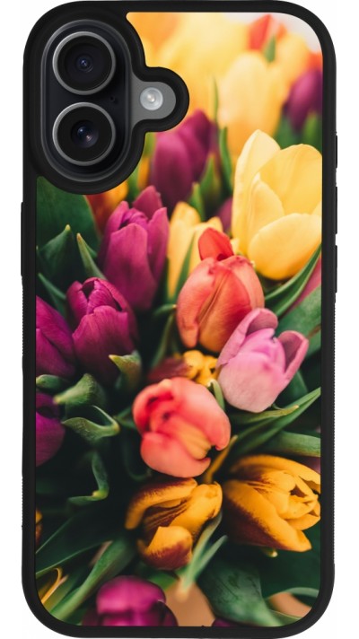 iPhone 17 Case Hülle - Silikon schwarz Bouquet of tulips Spring 2026