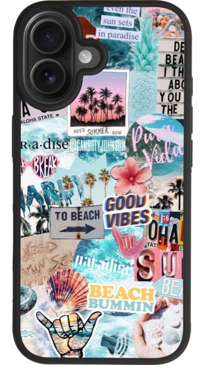 Coque iPhone 17 - Silicone rigide noir Summer 20 collage Coque iPhone 17 - Silicone rigide noir Summer 20 collage
