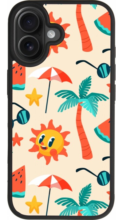Coque iPhone 17 - Silicone rigide noir Summer 2025 Pattern soleil