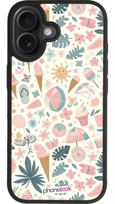 Coque iPhone 17 - Silicone rigide noir Summer Pink Pattern Coque iPhone 17 - Silicone rigide noir Summer Pink Pattern