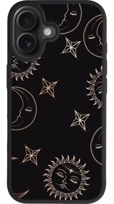 Coque iPhone 17 - Silicone rigide noir Suns and Moons Coque iPhone 17 - Silicone rigide noir Suns and Moons