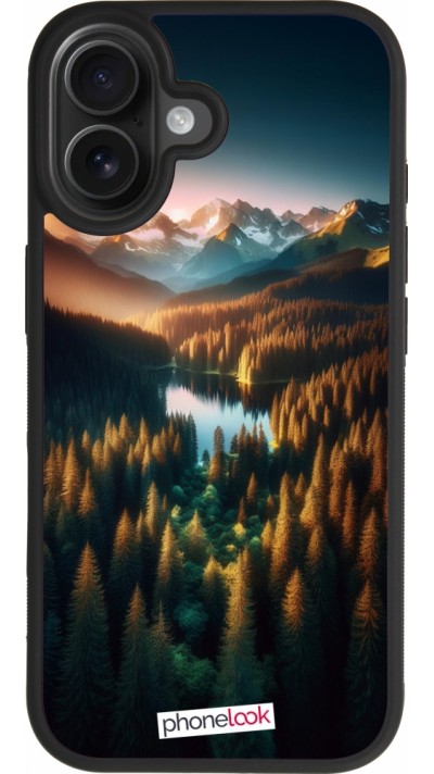 Coque iPhone 17 - Silicone rigide noir Sunset Forest Lake