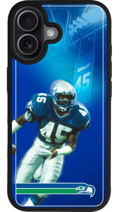 Coque iPhone 17 - Silicone rigide noir Super Bowl 26 Seattle 1