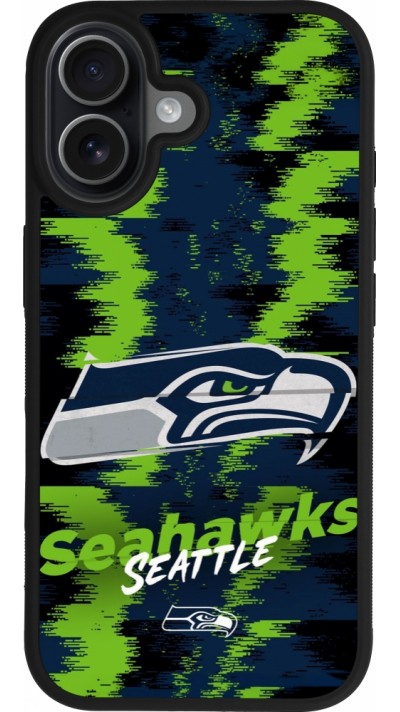 Coque iPhone 17 - Silicone rigide noir Super Bowl 26 Seattle 2