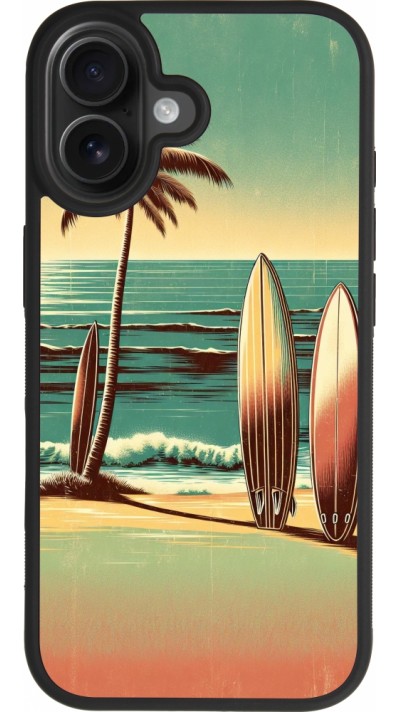 Coque iPhone 17 - Silicone rigide noir Surf Paradise