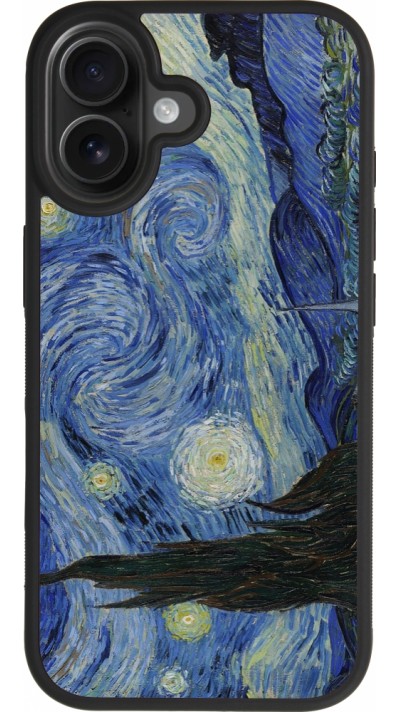 Coque iPhone 17 - Silicone rigide noir Tableau art - La Nuit étoilée - Van Gogh