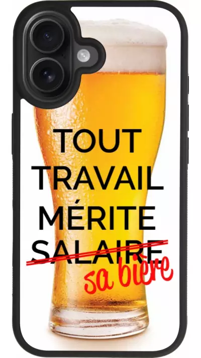Coque iPhone 17 - Silicone rigide noir Tout travail mérite sa bière Coque iPhone 17 - Silicone rigide noir Tout travail mérite sa bière