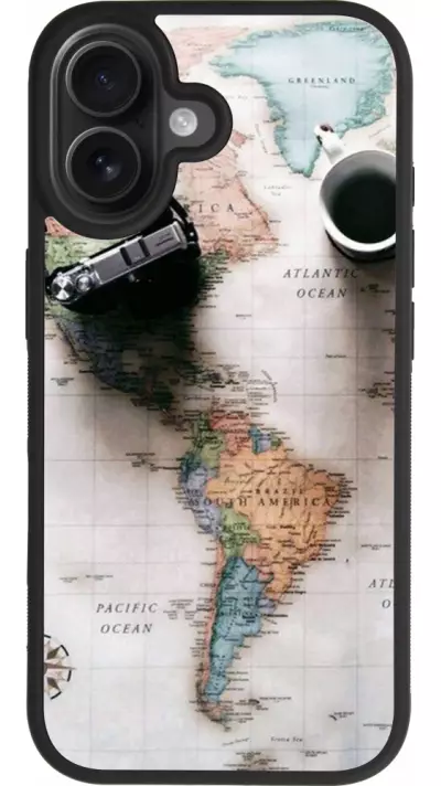 Coque iPhone 17 - Silicone rigide noir Travel 01 Coque iPhone 17 - Silicone rigide noir Travel 01