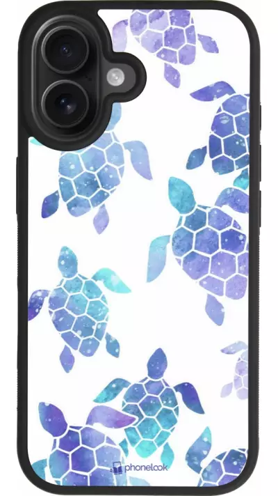 Coque iPhone 17 - Silicone rigide noir Turtles pattern watercolor Coque iPhone 17 - Silicone rigide noir Turtles pattern watercolor