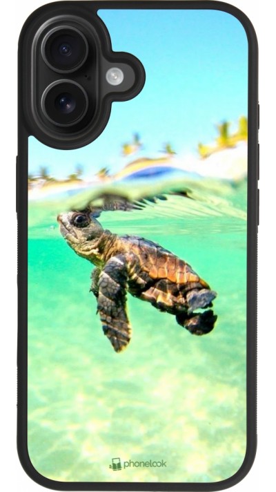 Coque iPhone 17 - Silicone rigide noir Turtle Underwater