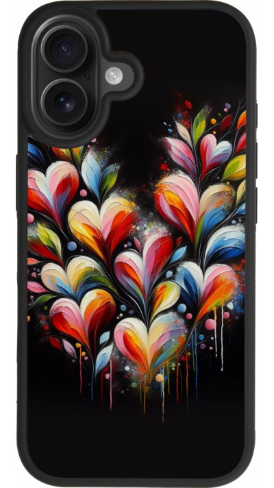 Coque iPhone 17 - Silicone rigide noir Valentine 2024 Coeur Noir Abstrait
