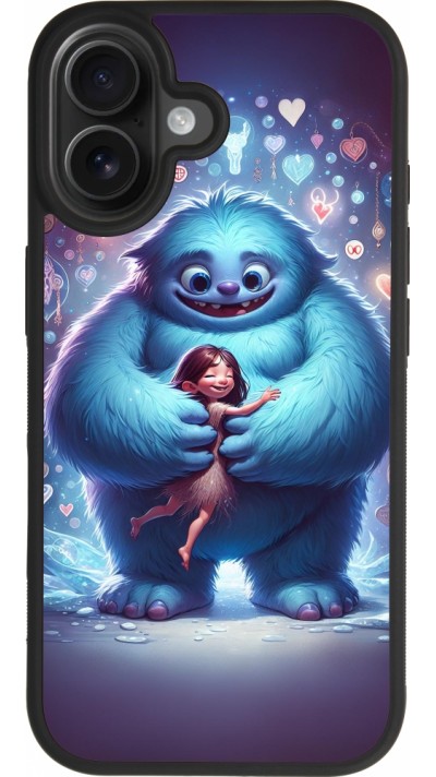 Coque iPhone 17 - Silicone rigide noir Valentine 2024 Fluffy Love