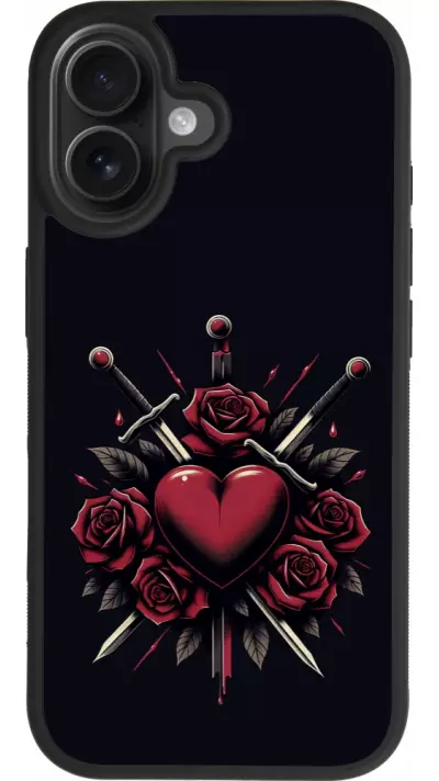 Coque iPhone 17 - Silicone rigide noir Valentine 2024 gothic love Coque iPhone 17 - Silicone rigide noir Valentine 2024 gothic love