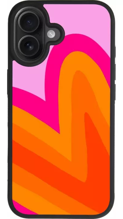 Coque iPhone 17 - Silicone rigide noir Valentine 2024 heart gradient Coque iPhone 17 - Silicone rigide noir Valentine 2024 heart gradient