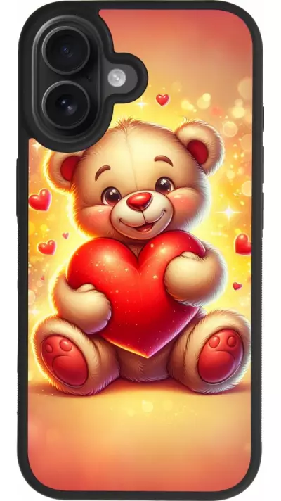 Coque iPhone 17 - Silicone rigide noir Valentine 2024 Teddy love Coque iPhone 17 - Silicone rigide noir Valentine 2024 Teddy love
