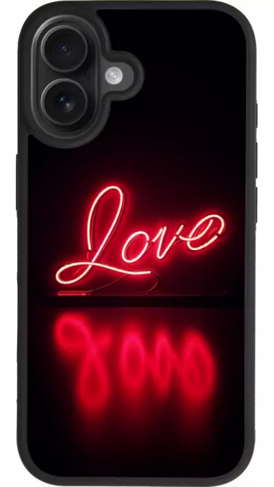 Coque iPhone 17 - Silicone rigide noir Valentine 2025 Neon Love Coque iPhone 17 - Silicone rigide noir Valentine 2025 Neon Love