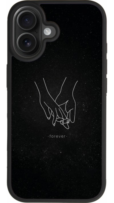 Coque iPhone 17 - Silicone rigide noir Valentine 2023 hands forever