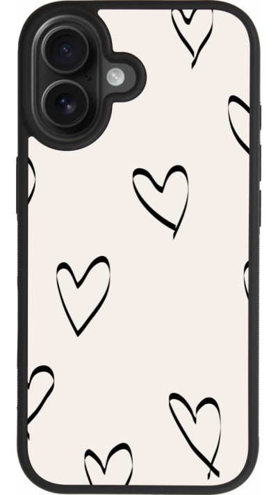 Coque iPhone 17 - Silicone rigide noir Valentine 2023 minimalist hearts