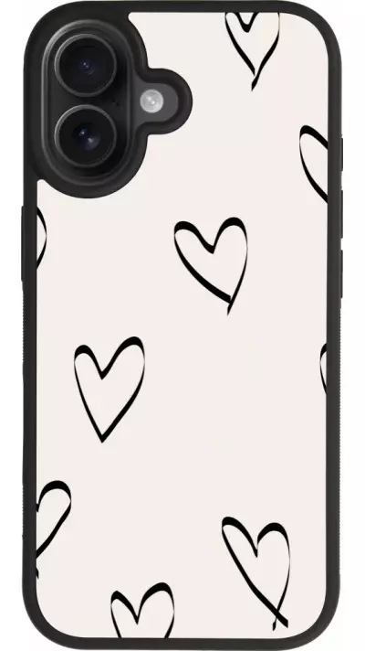 Coque iPhone 17 - Silicone rigide noir Valentine 2023 minimalist hearts Coque iPhone 17 - Silicone rigide noir Valentine 2023 minimalist hearts