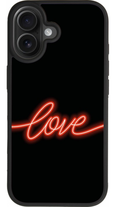 Coque iPhone 17 - Silicone rigide noir Valentine 2023 neon love