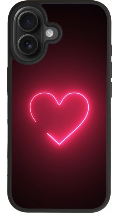 Coque iPhone 17 - Silicone rigide noir Valentine 2023 single neon heart