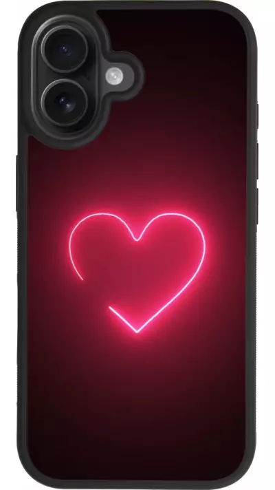Coque iPhone 17 - Silicone rigide noir Valentine 2023 single neon heart Coque iPhone 17 - Silicone rigide noir Valentine 2023 single neon heart